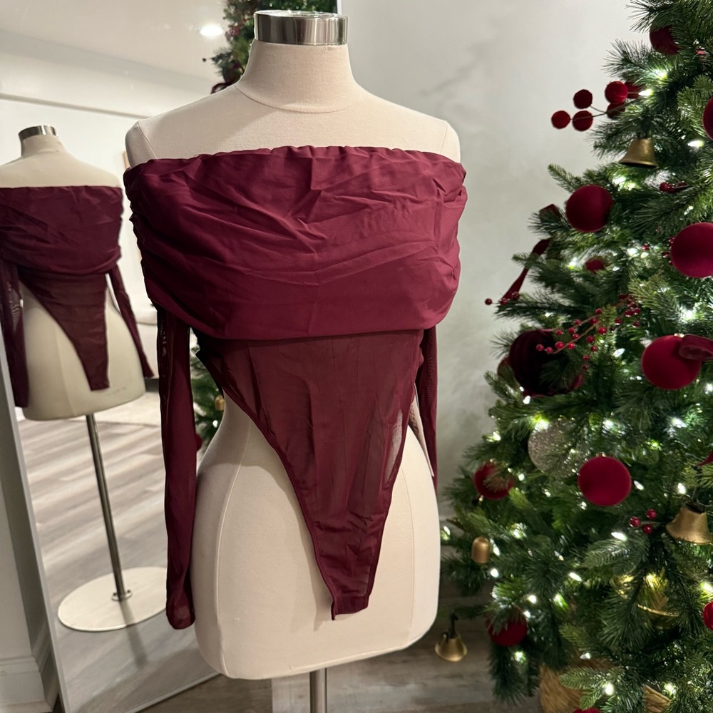 Missguided Deep Red Off-Shoulder Top